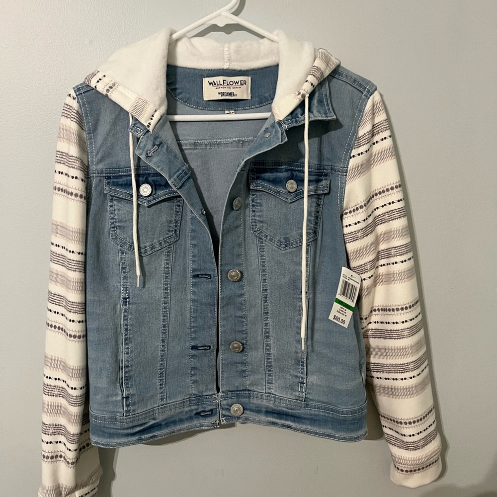 Wallflower Blue and White Jean Jacket with Hood